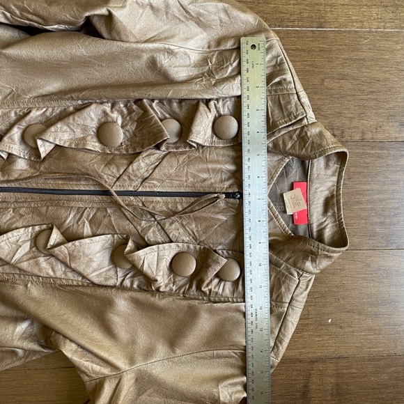 Fit and flare jacket mid length Tan Faux Leather - Picture 5 of 14